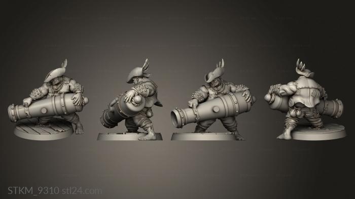 Figurines heroes, monsters and demons (Pirates Curse the Dead Seas Troops Ogre Canoneers Cannoneer, STKM_9310) 3D models for cnc