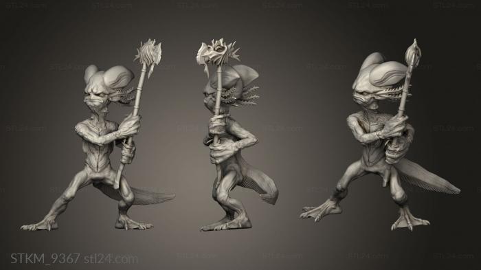 Figurines heroes, monsters and demons (Caves Despair Grumpy Axolotl Warrior Attacking, STKM_9367) 3D models for cnc