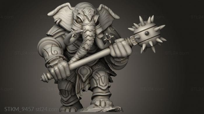 Figurines heroes, monsters and demons (Elephant Warrior, STKM_9457) 3D models for cnc