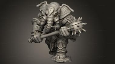 Figurines heroes, monsters and demons (Elephant Warrior, STKM_9457) 3D models for cnc