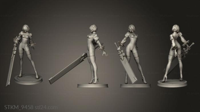 Figurines heroes, monsters and demons (White Nier nier traje blanco, STKM_9458) 3D models for cnc