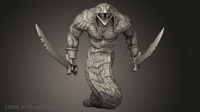 Figurines heroes, monsters and demons (Nagas In, STKM_9470) 3D models for cnc