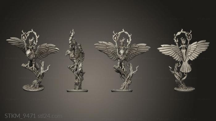 Статуэтки герои, монстры и демоны (Персонажи лесных эльфов всадник на ястребе волшебница, STKM_9471) 3D модель для ЧПУ станка