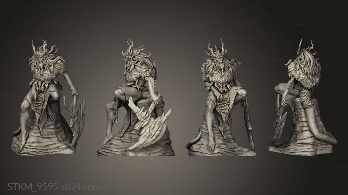 Статуэтки герои, монстры и демоны (Сидит Лесной Человек, STKM_9595) 3D модель для ЧПУ станка