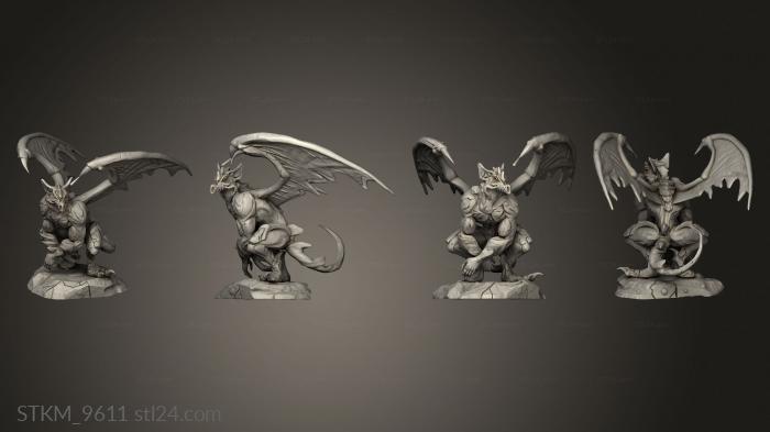 Статуэтки герои, монстры и демоны (Горгулья Сидит, STKM_9611) 3D модель для ЧПУ станка
