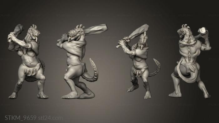 Figurines heroes, monsters and demons (Mega age The Colossal Lizardfolk Female Club Two, STKM_9659) 3D models for cnc