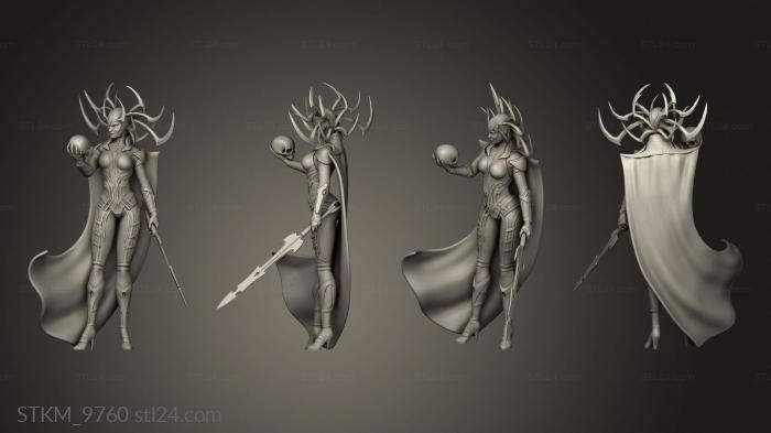 Figurines heroes, monsters and demons (Hela Stand Thor cloak, STKM_9760) 3D models for cnc