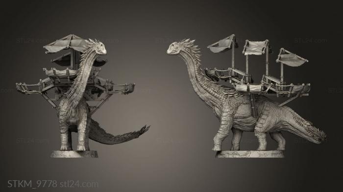 Figurines heroes, monsters and demons (Long Neck Walking and Platform, STKM_9778) 3D models for cnc