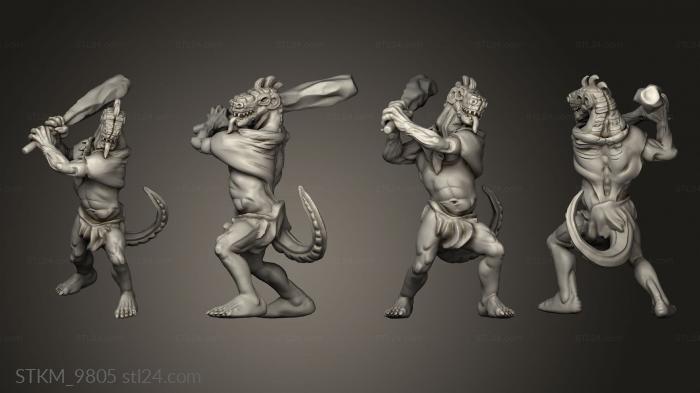 Figurines heroes, monsters and demons (Mega age The Colossal Lizardfolk Male Club Two, STKM_9805) 3D models for cnc