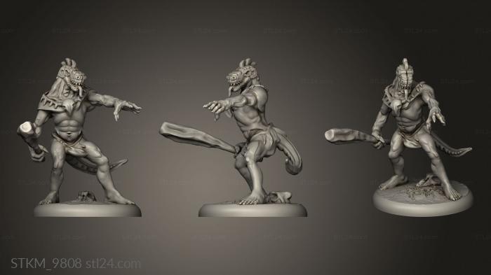 Figurines heroes, monsters and demons (Mega age The Colossal Lizardfolk Male Club Pointing, STKM_9808) 3D models for cnc