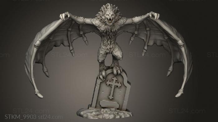 Figurines heroes, monsters and demons (Giant Bat Resting, STKM_9903) 3D models for cnc