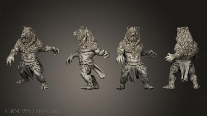 Статуэтки герои, монстры и демоны (Оборотень берсерк -медведь-оборотень мини, STKM_9962) 3D модель для ЧПУ станка