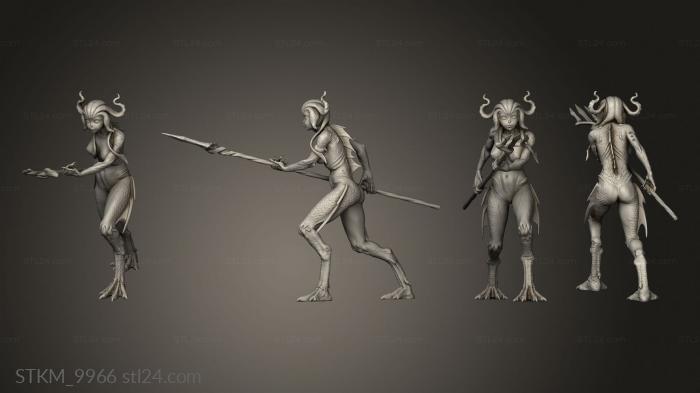Статуэтки герои, монстры и демоны (Разрушает Безумие Глубоко Одной Женщины, STKM_9966) 3D модель для ЧПУ станка