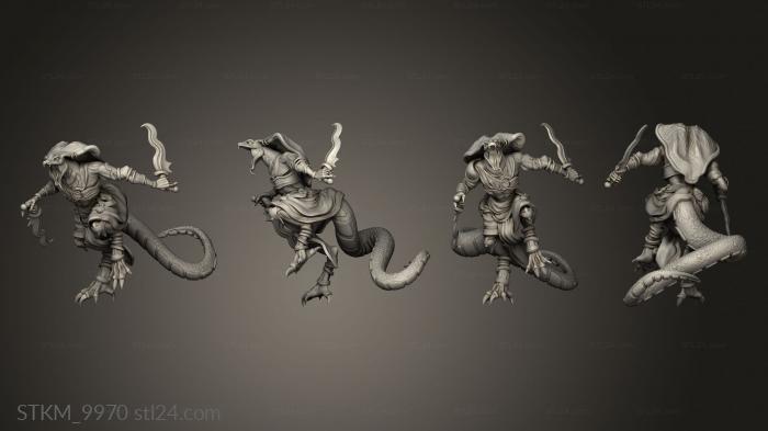 Статуэтки герои, монстры и демоны (Безумие Руин,Атакующий Воин Змеиного Народа, STKM_9970) 3D модель для ЧПУ станка
