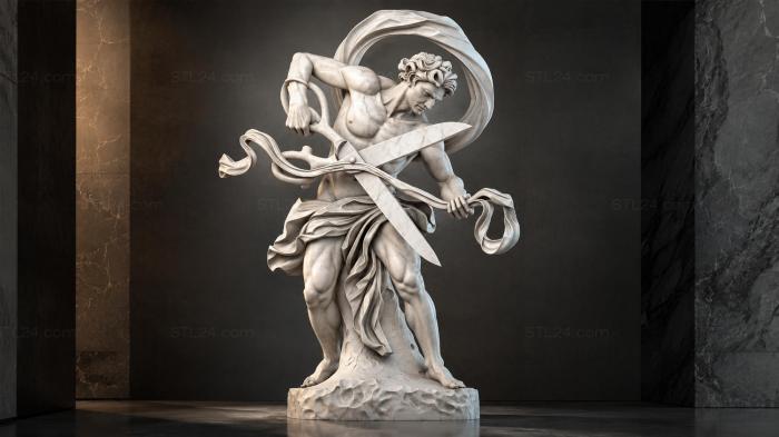 Statues of men (Putto with Sword and Ribbon Sculpture, STKMJI_000001) 3D models for cnc