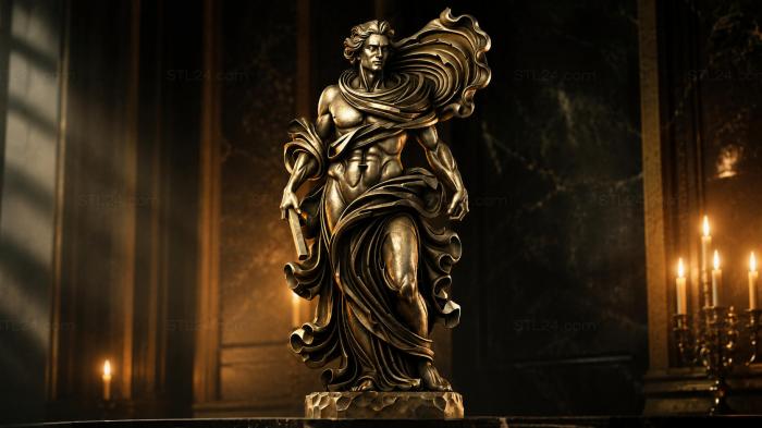 Female figure with flowing draperies and hair 3d STL model