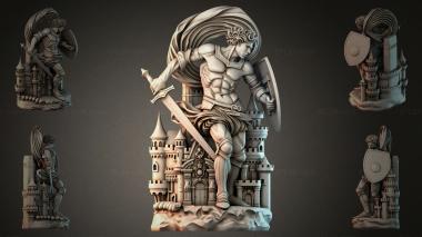 Statues of men (A warrior with a sword at the castle, STKMJI_000007) 3D models for cnc