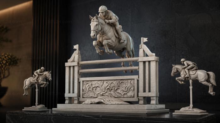 Equestrian Sports. Obstacle with a Jumping Horse and Rider 3d STL model