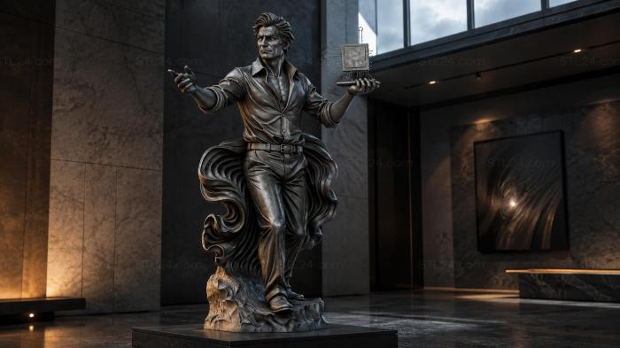 A man with a microchip and electronic devices in his hands 3d STL model