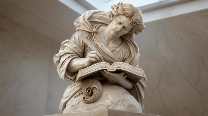 Muse with an Open Book, female sculpture 3d STL model