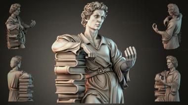 Statues of men (Female figure with books, bas-relief, STKMJI_000019) 3D models for cnc
