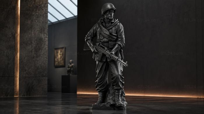A combat soldier in uniform with a rifle 3d STL model