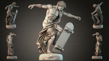 Statues of men (Athlete with a skateboard on a pedestal, STKMJI_000021) 3D models for cnc