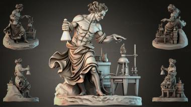 Statues of men (Female alchemist figure with flasks and a laboratory table, STKMJI_000026) 3D models for cnc