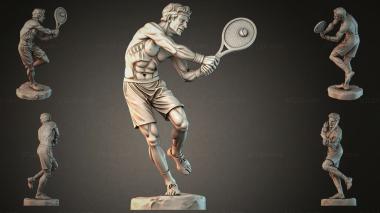 Statues of men (Tennis player jumping with racket, classical sculpture, STKMJI_000027) 3D models for cnc