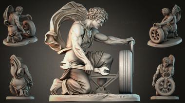 Statues of men (Winged angel with tools and a wheel, STKMJI_000028) 3D models for cnc