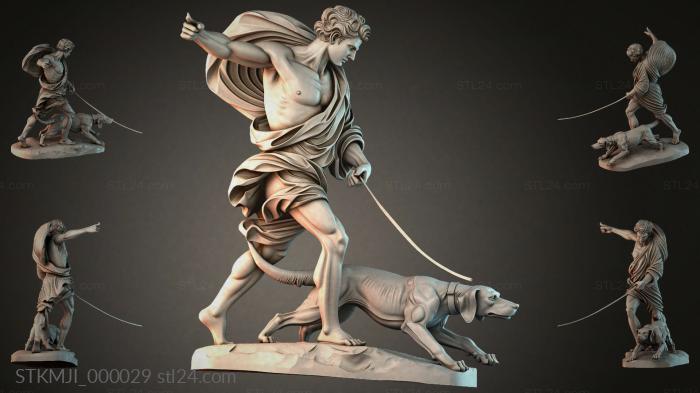 Female figure with a dog on a leash 3d STL model