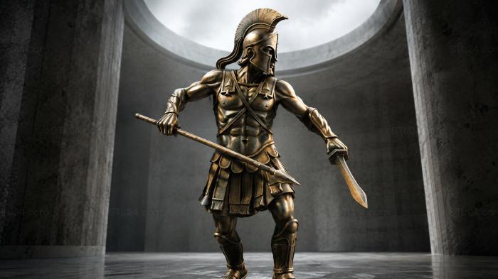 Greek warrior with spear and sword 3D model 3d STL model