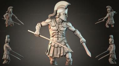 Statues of men (Greek warrior with spear and sword 3D model, STKMJI_000033) 3D models for cnc