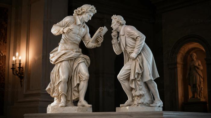Sculpture of a man with a book in a toga, classical style 3d STL model
