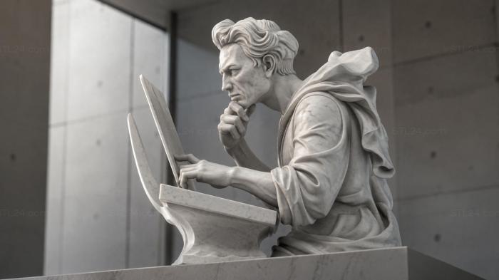 Bust of a man with a laptop 3d STL model