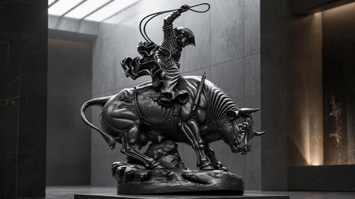 Indian warrior on an elephant with a saber and bow 3d STL model
