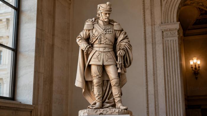 Statues of men (Military officer in 19th century dress uniform with epaulettes and sword, STKMJI_000829) 3D models for cnc