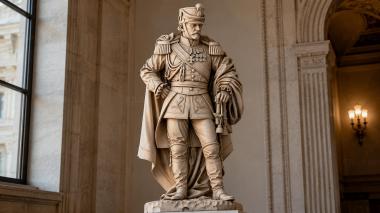 Statues of men Military officer in 19th century dress uniform with epaulettes and sword 3d model