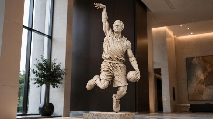 Basketball player jumping with a ball figurine 3d STL model
