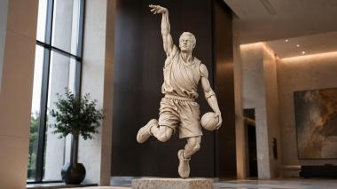 Statues of men Basketball player jumping with a ball figurine 3d model