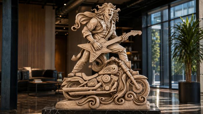 Medusa on a motorcycle with a guitarist 3d STL model