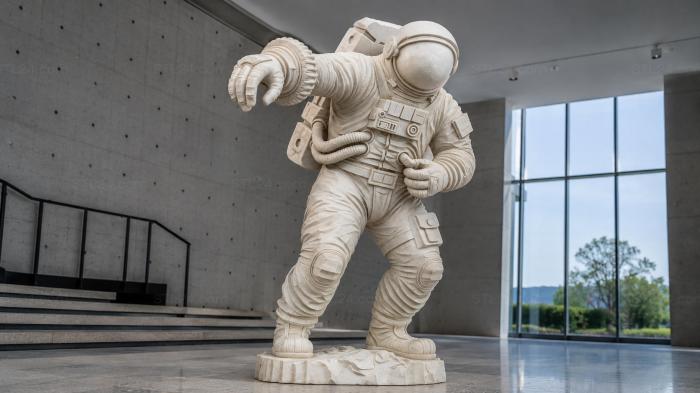Cosmonaut in a spacesuit with equipment 3d STL model