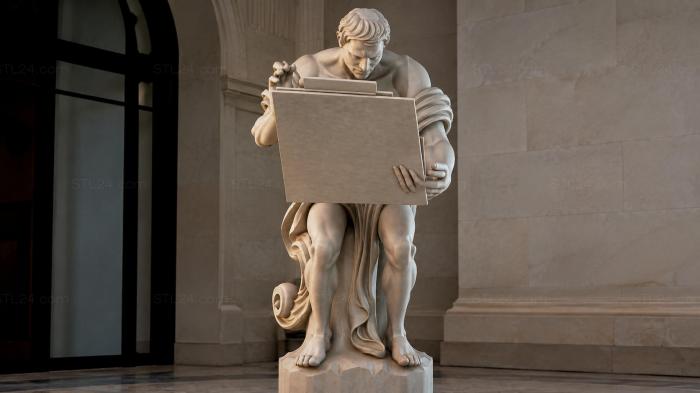 Putti with a laptop and tablet - bas-relief sculpture 3d STL model
