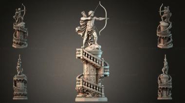 Statues of men (A figurine of Cupid with a bow on an architectural column with a spiral staircase, STKMJI_000840) 3D models for cnc