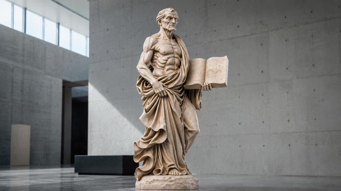 Antique male figure with open book and drapery 3d STL model