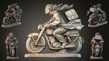 Statues of men (A motorcyclist with a backpack on a moving bike, STKMJI_000844) 3D models for cnc