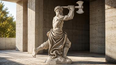 Statues of men Muscular warrior with double axe classical sculpture 3d model