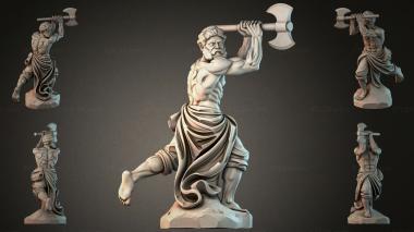 Statues of men (Muscular warrior with double axe classical sculpture, STKMJI_000847) 3D models for cnc