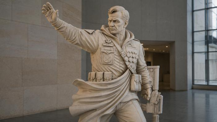 A bust of a cloaked military leader with his arm raised 3d STL model
