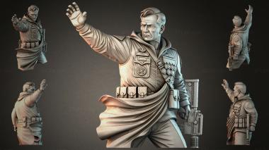 Statues of men (A bust of a cloaked military leader with his arm raised, STKMJI_000849) 3D models for cnc